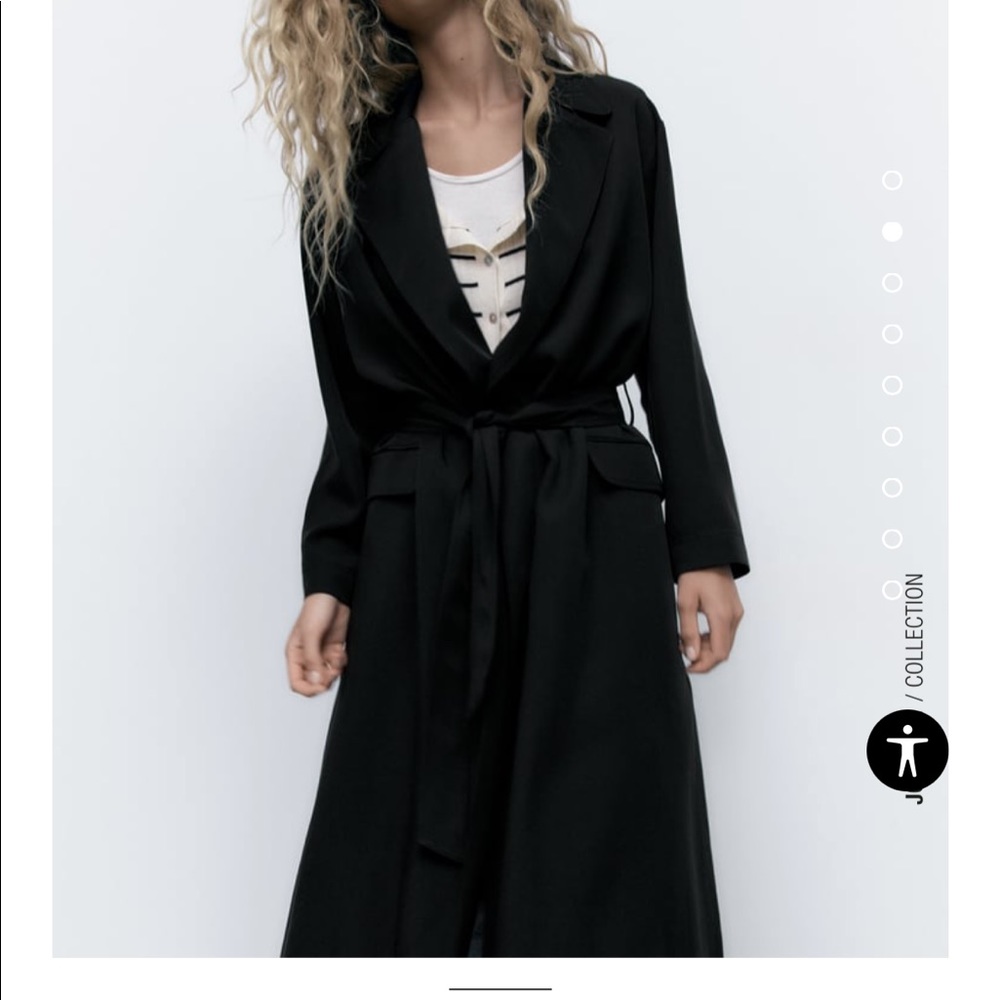 Zara Belted Longline Topcoat. Size L.